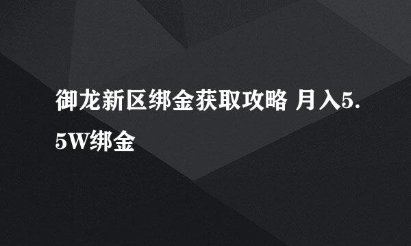 御龙新区绑金获取攻略 月入5.5W绑金