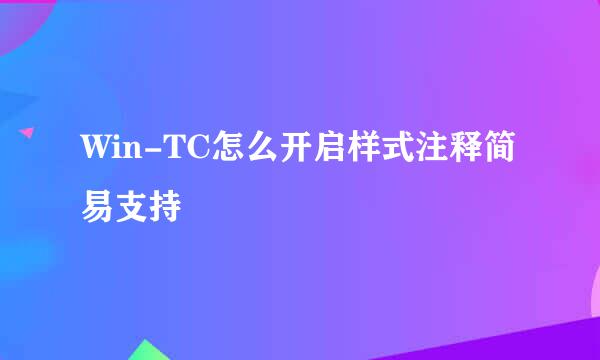 Win-TC怎么开启样式注释简易支持