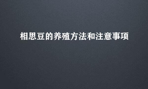 相思豆的养殖方法和注意事项