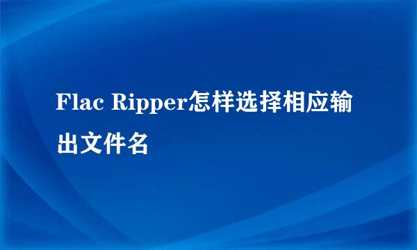 Flac Ripper怎样选择相应输出文件名