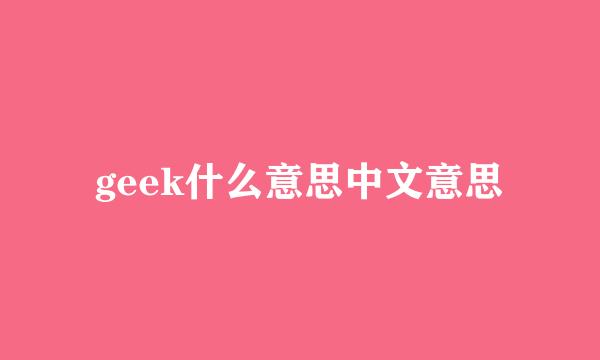 geek什么意思中文意思