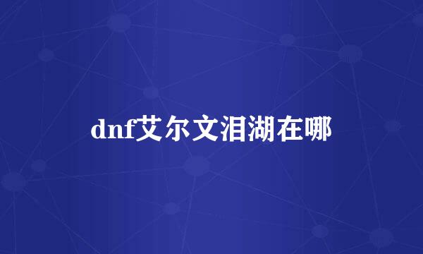 dnf艾尔文泪湖在哪