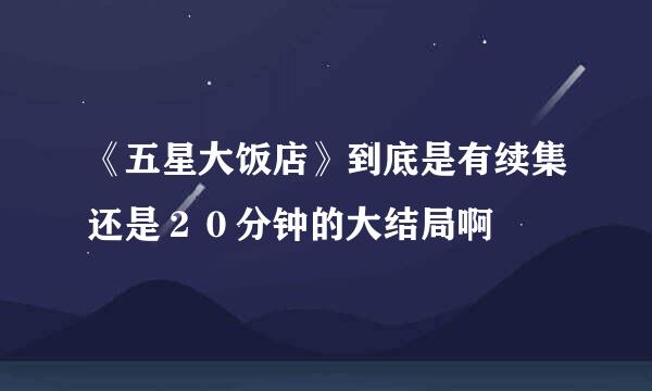 《五星大饭店》到底是有续集还是２０分钟的大结局啊