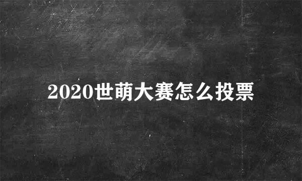 2020世萌大赛怎么投票