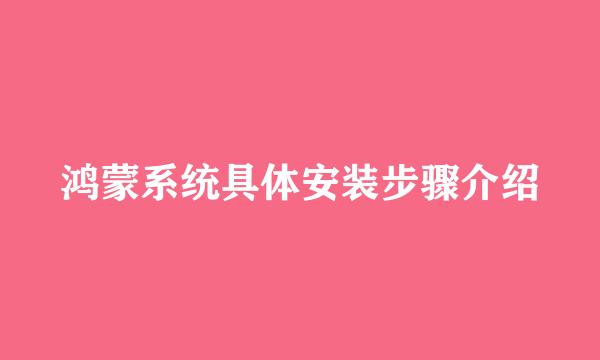 鸿蒙系统具体安装步骤介绍