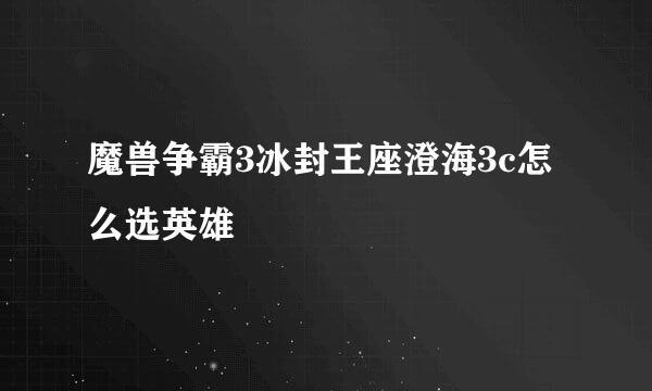 魔兽争霸3冰封王座澄海3c怎么选英雄