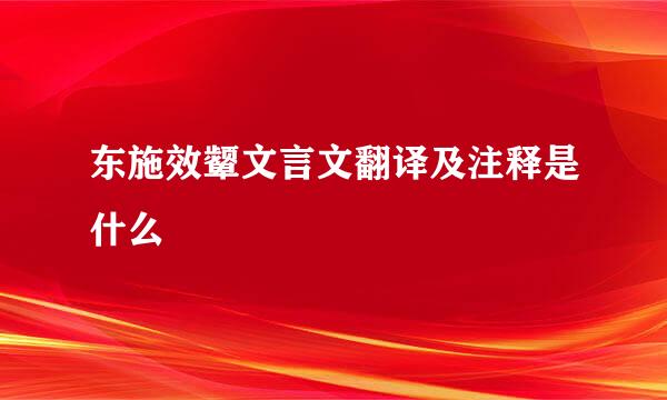 东施效颦文言文翻译及注释是什么