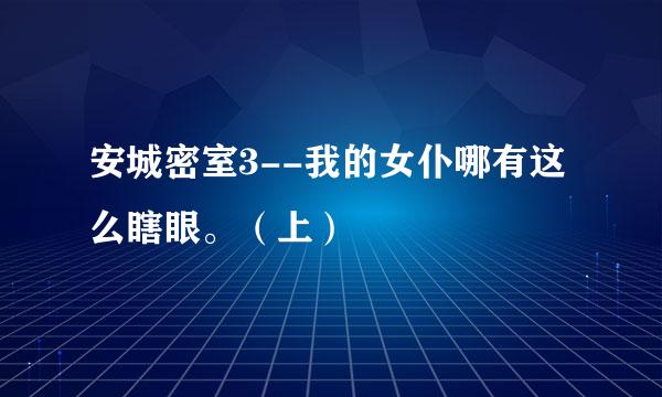 安城密室3--我的女仆哪有这么瞎眼。（上）