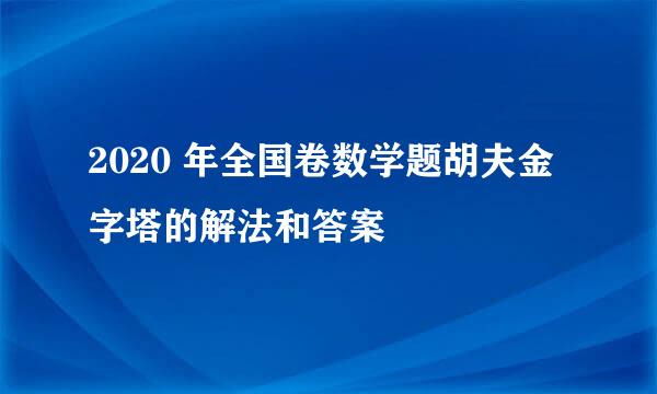 2020 年全国卷数学题胡夫金字塔的解法和答案