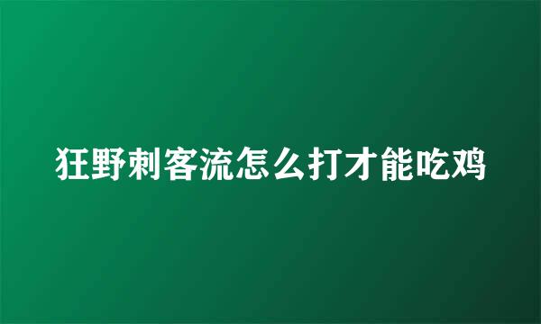 狂野刺客流怎么打才能吃鸡