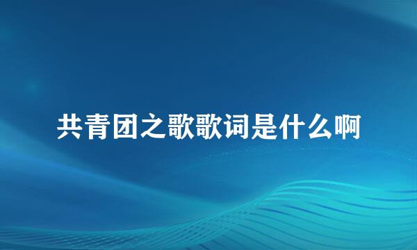 共青团之歌歌词是什么啊