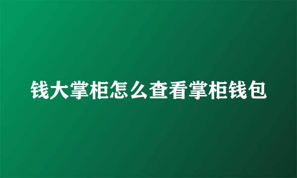 钱大掌柜怎么查看掌柜钱包