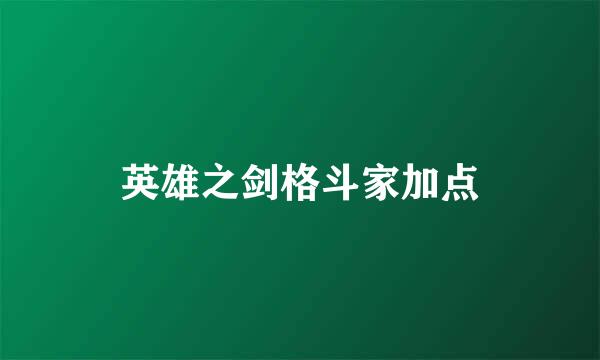 英雄之剑格斗家加点