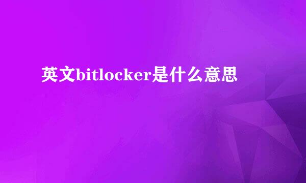 英文bitlocker是什么意思