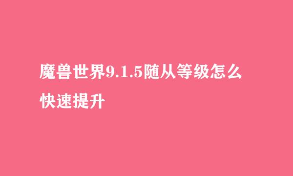 魔兽世界9.1.5随从等级怎么快速提升