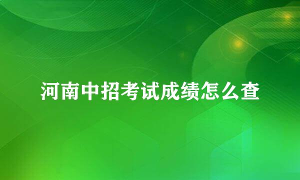 河南中招考试成绩怎么查