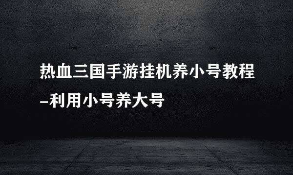 热血三国手游挂机养小号教程-利用小号养大号