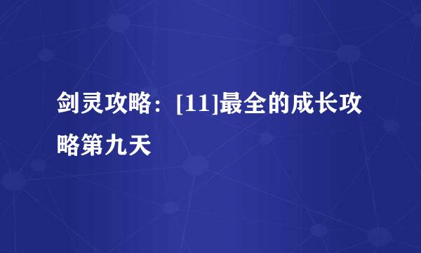 剑灵攻略：[11]最全的成长攻略第九天