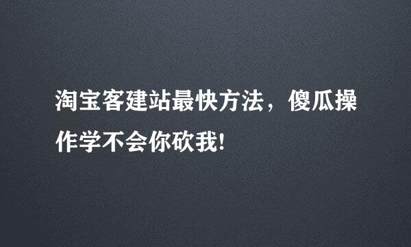 淘宝客建站最快方法，傻瓜操作学不会你砍我!