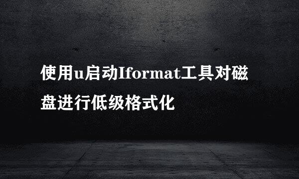 使用u启动Iformat工具对磁盘进行低级格式化