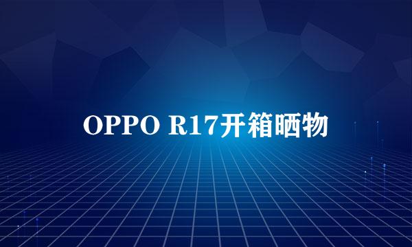 OPPO R17开箱晒物