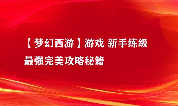 【梦幻西游】游戏 新手练级 最强完美攻略秘籍