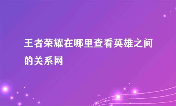 王者荣耀在哪里查看英雄之间的关系网