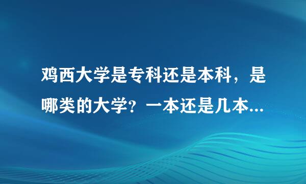 鸡西大学是专科还是本科，是哪类的大学？一本还是几本？还是专科的呀