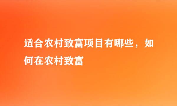 适合农村致富项目有哪些，如何在农村致富