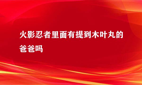 火影忍者里面有提到木叶丸的爸爸吗