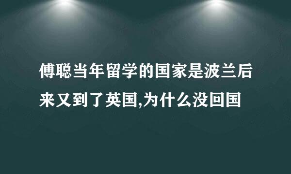 傅聪当年留学的国家是波兰后来又到了英国,为什么没回国