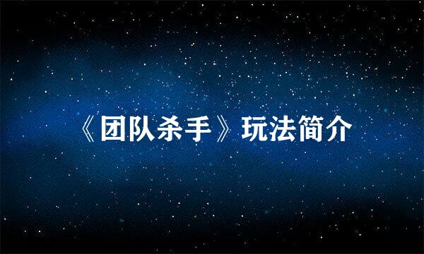 《团队杀手》玩法简介