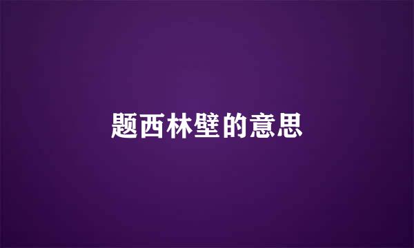 题西林壁的意思