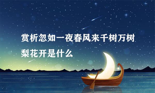 赏析忽如一夜春风来千树万树梨花开是什么