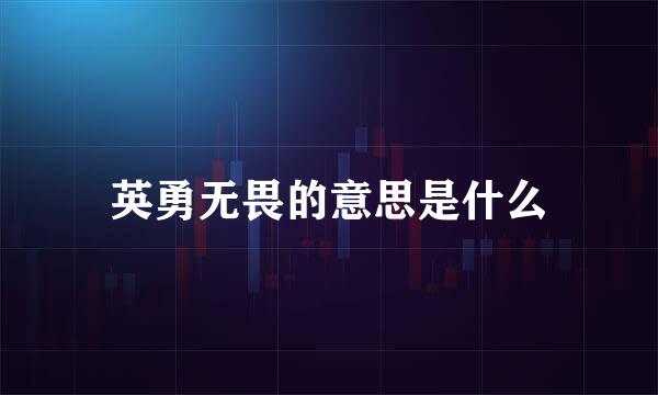 英勇无畏的意思是什么