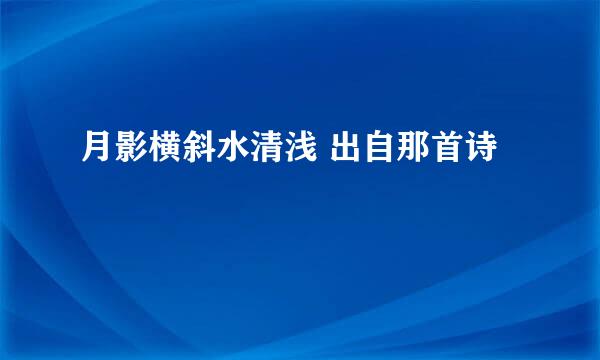 月影横斜水清浅 出自那首诗