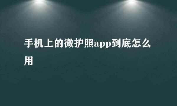 手机上的微护照app到底怎么用