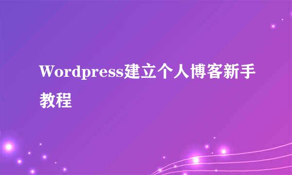 Wordpress建立个人博客新手教程