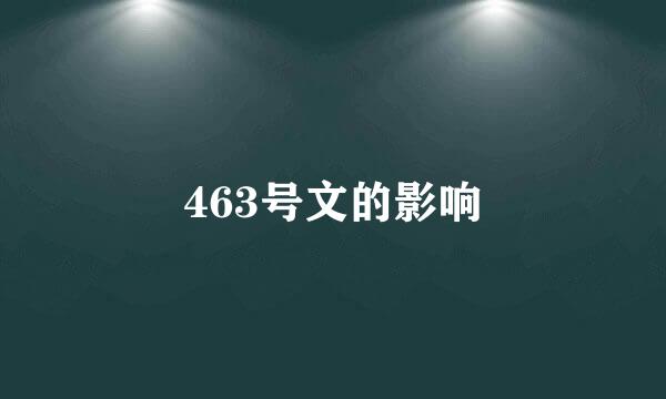 463号文的影响