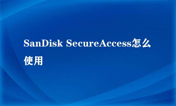 SanDisk SecureAccess怎么使用