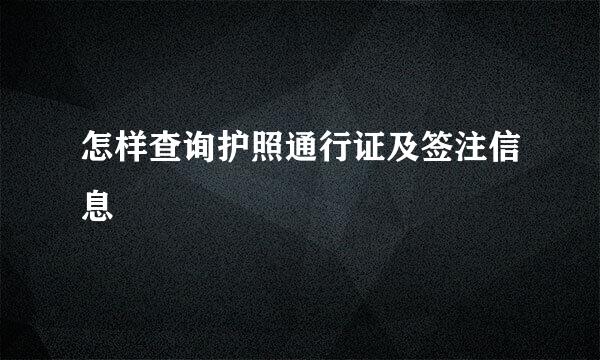 怎样查询护照通行证及签注信息