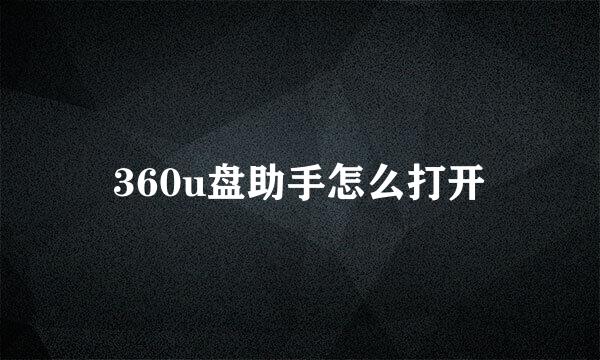 360u盘助手怎么打开