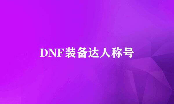 DNF装备达人称号