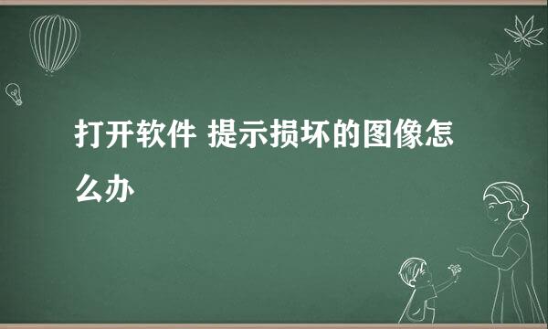 打开软件 提示损坏的图像怎么办