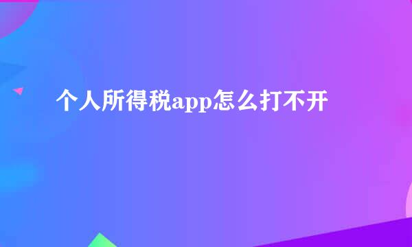 个人所得税app怎么打不开