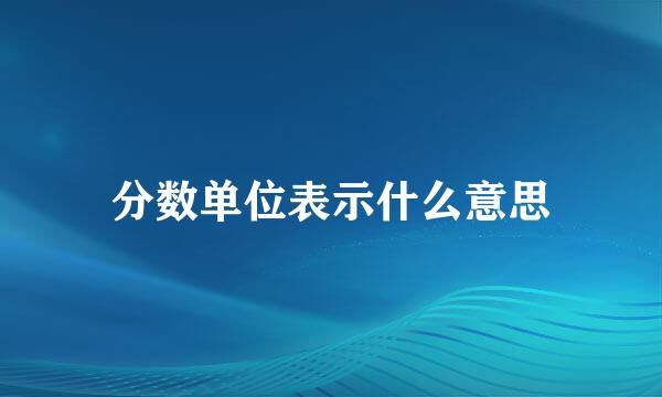 分数单位表示什么意思