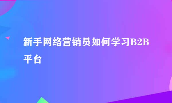 新手网络营销员如何学习B2B平台