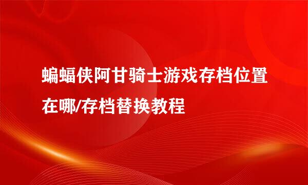 蝙蝠侠阿甘骑士游戏存档位置在哪/存档替换教程