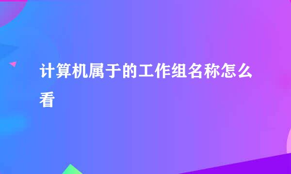 计算机属于的工作组名称怎么看