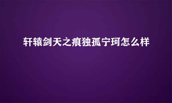 轩辕剑天之痕独孤宁珂怎么样